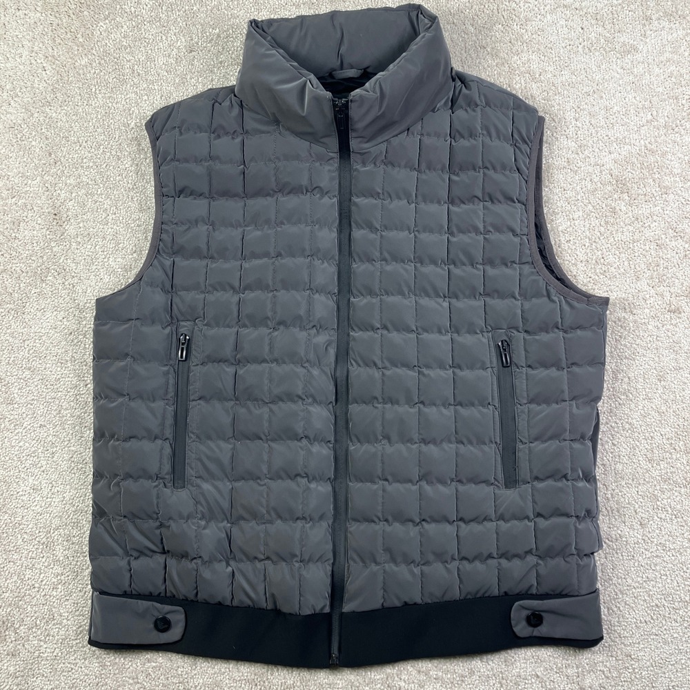 Emporio Armani Mens 3XL Puffer Wind Vest Gray Travel Quilted Packable Hooded